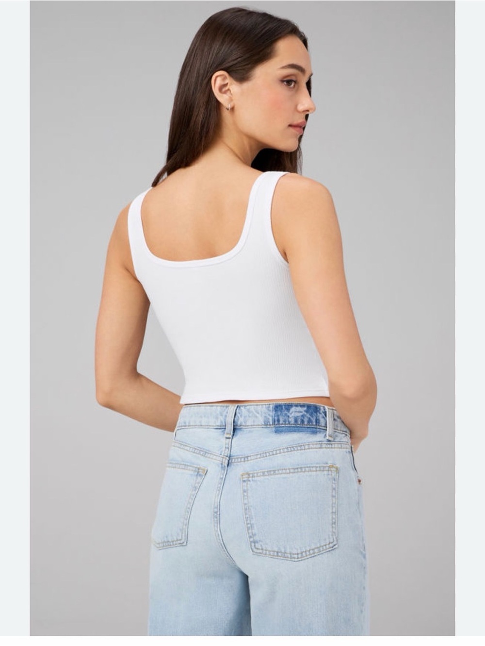 Fabletics White Ribbed Square-Neck Tank - Picture 2 of 7